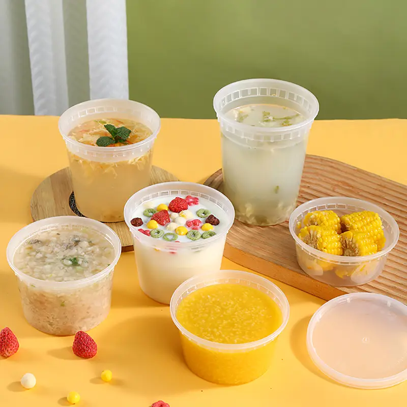 12oz átlátszó kerek Deli műanyag ételtartó