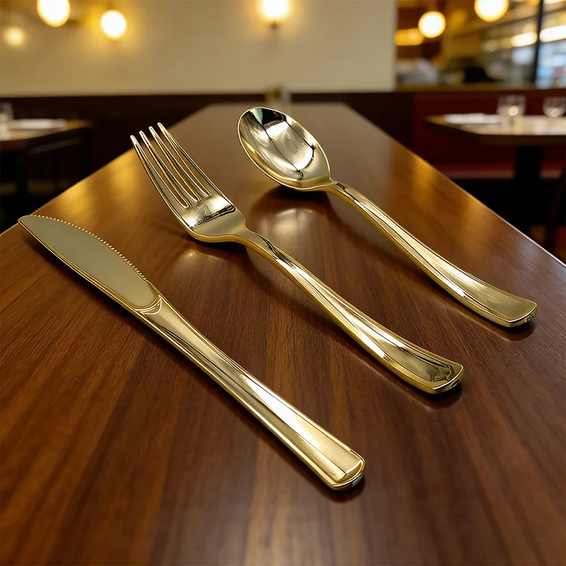 Klasszikus party kések Villák Kanalak Műanyag evőeszközök